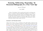 Image is a screenshot of Jacob Richter's article "Assessing, Deliberating, Responding: An Annotated Bibliography for a Post-Truth Age."