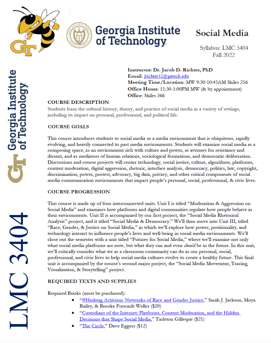 One of Jacob's past syllabi is screenshotted