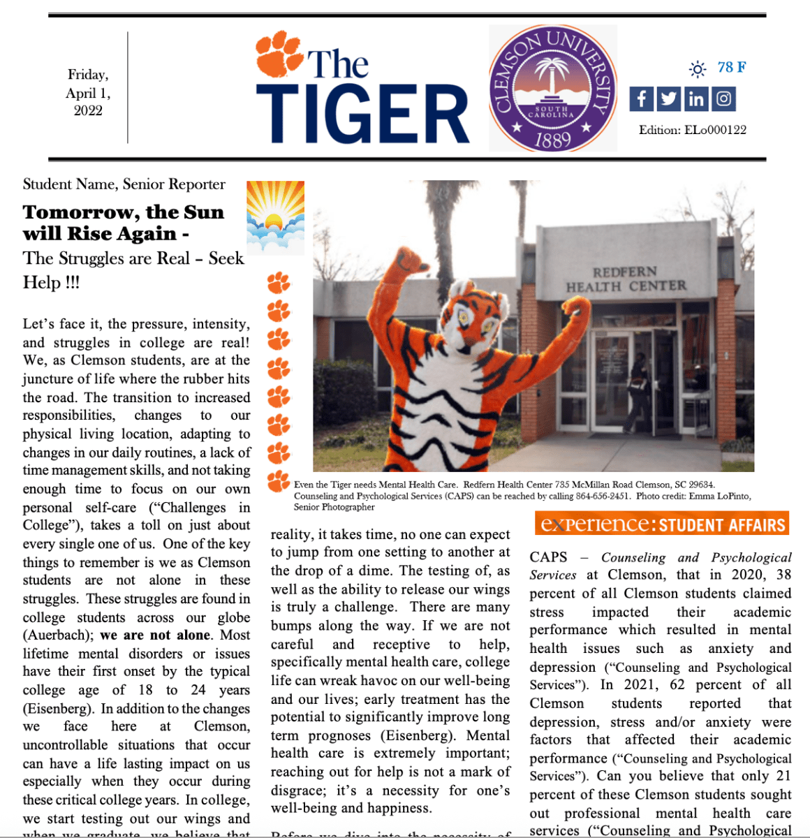 One of Jacob's sample projects from a past writing course